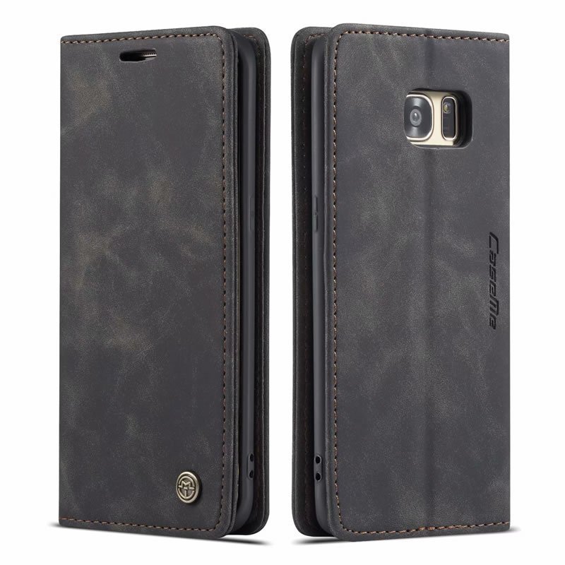 CaseMe Samsung Galaxy S7 Edge Retro Matte Soft Flip Leather Wallet Case Coffee - Image 8