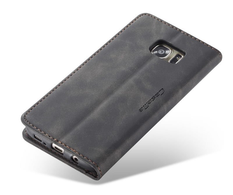 CaseMe Samsung Galaxy S7 Edge Retro Matte Soft Flip Leather Wallet Case Coffee - Image 5