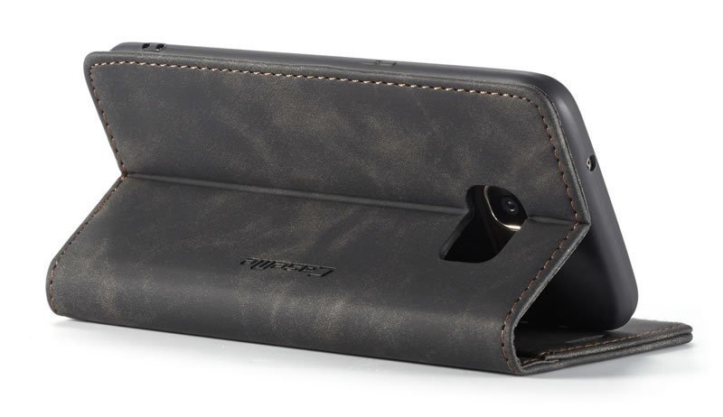 CaseMe Samsung Galaxy S7 Edge Retro Matte Soft Flip Leather Wallet Case Coffee - Image 4