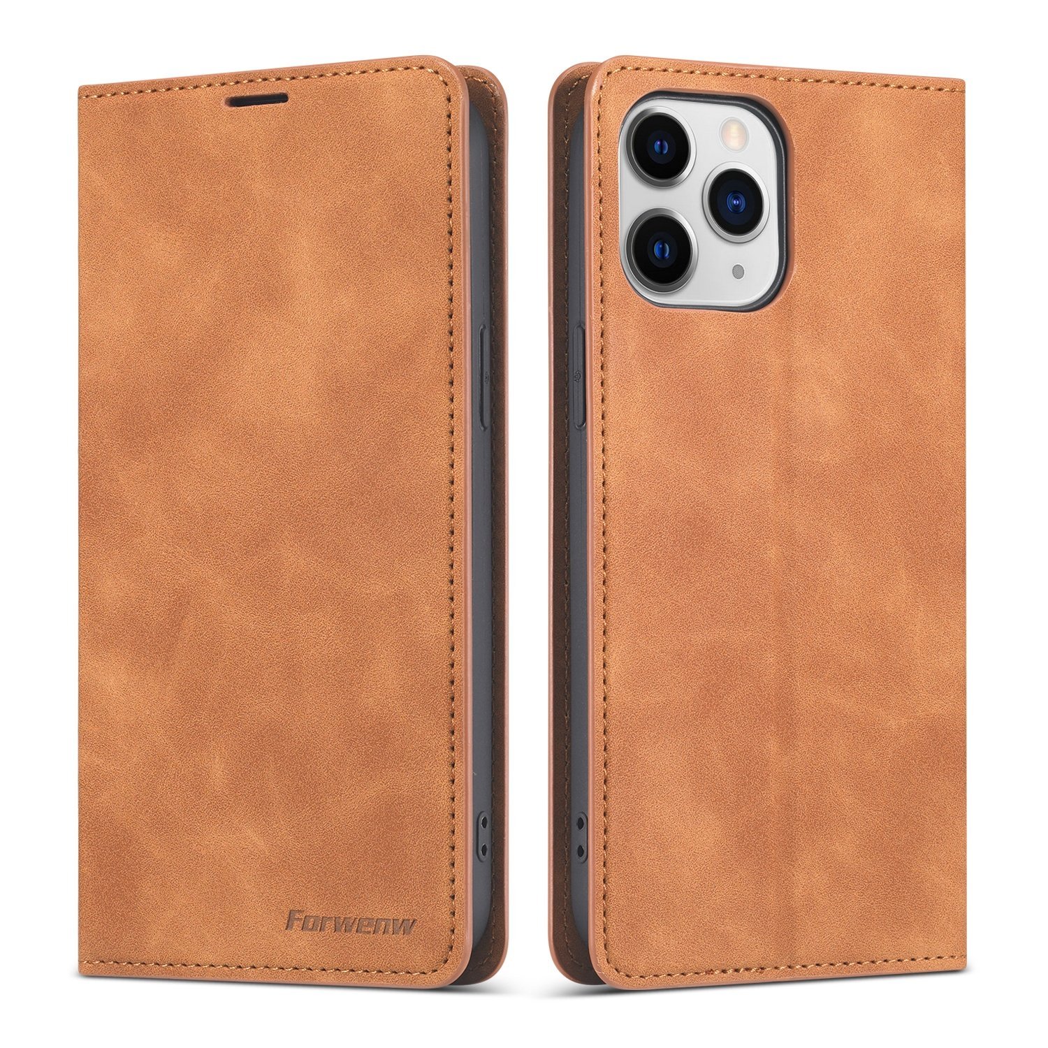 Fornwenw Genuine Leather Flip Cover for iPhone 13 Series