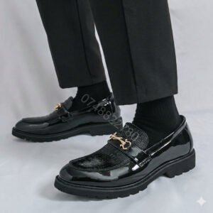 Imperial Gloss Bit Loafers – Premium Wetlook Casuals for Men - Pure Black