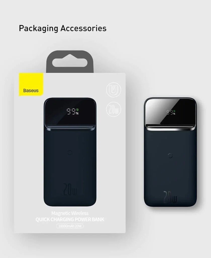 Baseus Magnetic Power Bank, 10,000mAh Mag-Safe Wireless Portable Charger, PD 20W USB-C Battery Pack - Image 9