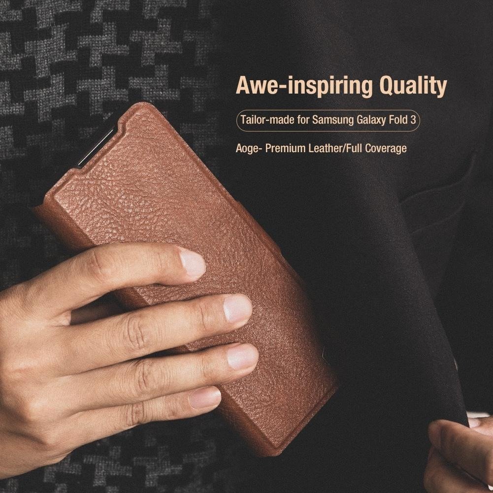 Nillkin Luxury Aoge Leather Phone Case For Samsung Galaxy Z Fold 3 With External Pen Tray - Image 3