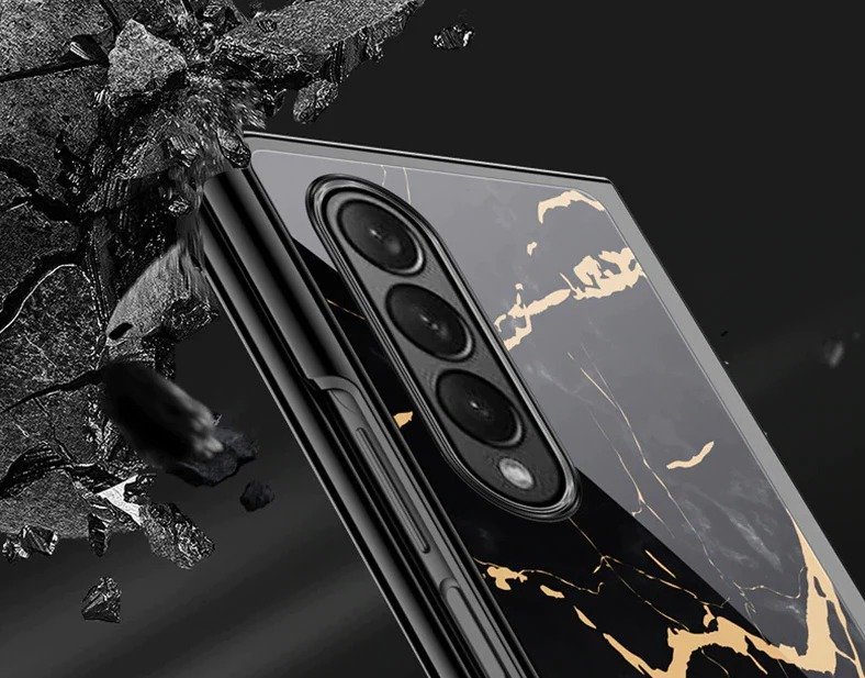 Marble Patterned Glass Case For Samsung Galaxy Z Fold 3/4 - Image 5