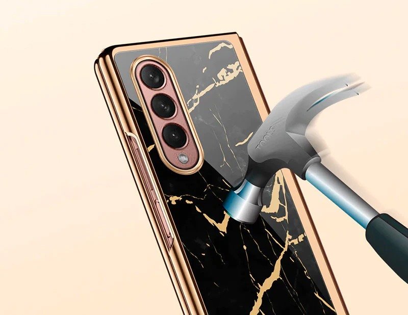 Marble Patterned Glass Case For Samsung Galaxy Z Fold 3/4 - Image 6