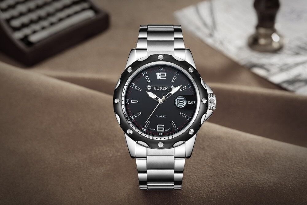 BIDEN Men Watch Fashion Casual Business Waterproof Quartz Calendar Stainless Steel Strap Watches - Image 5