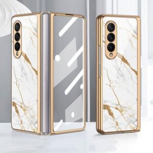 Marble Luxury Gold Electroplated Case for Samsung Galaxy Z Fold 3/4/5 Series