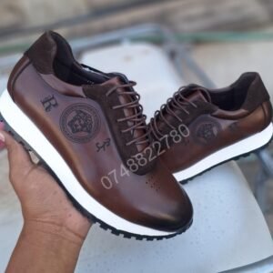 LuxeGlide Prestige Comfort Sneakers - Coffee Smooth