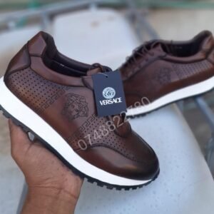 LuxeGlide Prestige Comfort Sneakers - Coffee Perforated