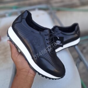 LuxeGlide Prestige Comfort Sneakers - Black Perforated