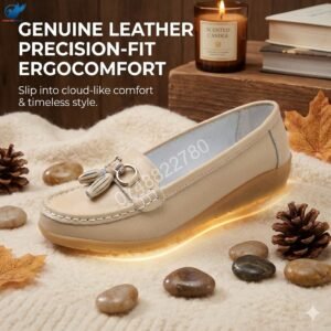 Genuine Cowhide Leather Precision-Fit ErgoComfort Ladies Slip-on Mocassins - Gold