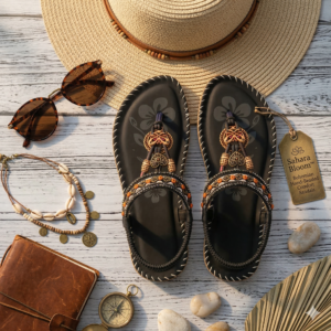 Sahara Bloom™ – Bohemian Hand-Beaded Comfort Sandals - 🖤 Black(Midnight Nomad)