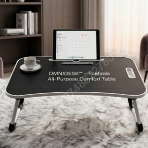 OMNIDESK™ – Foldable All-Purpose Comfort Table - 🖤 Black Wood Finish