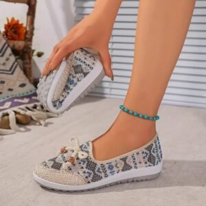 Nomad Stitch™ Wander Comfort Flats – Artisan Edition - 💙 Beige Blue