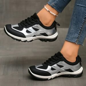 Urban Aura™ Signature Chunky Sneaker - Black/Silver