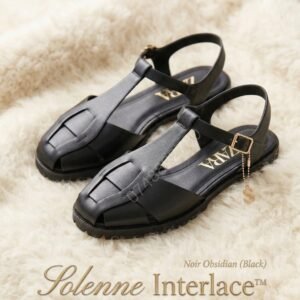 Solenne Interlace™ – The Modern Heiress Sandals - 🖤 Noir Obsidian (Black)