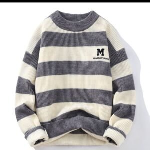 Real Beauty Ring-The Knit Drop Sweaters - ⚪🔘 Grey & White Striped