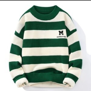 Real Beauty Ring-The Knit Drop Sweaters - ⚪🟢 Green & White Striped
