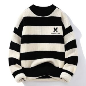 Real Beauty Ring-The Knit Drop Sweaters - ⚪⚫ Black & White Striped