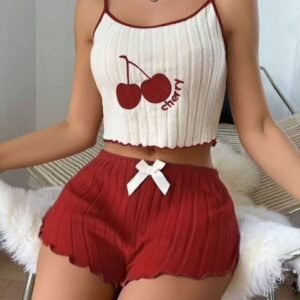 ✨ Cherry Dream™ – Ribbed Cloud-Set - Crimsom Velvet