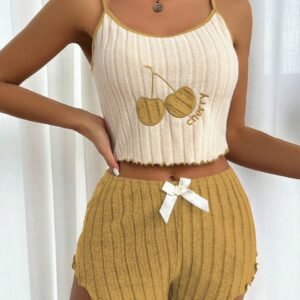✨ Cherry Dream™ – Ribbed Cloud-Set - Golden Honey