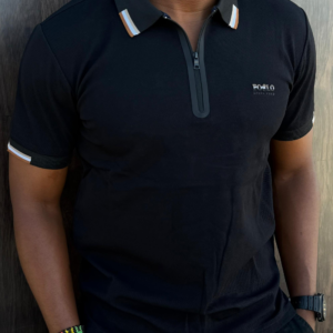 ✨ FlexZip Authority™ – Modern Performance Polo - Black