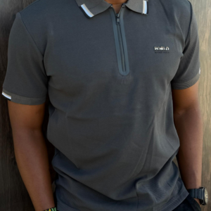 ✨ FlexZip Authority™ – Modern Performance Polo - Slate Grey