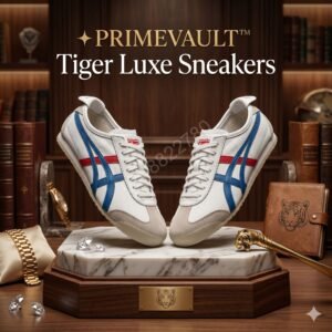 ✨ PRIMEVAULT™ Tiger Luxe Sneakers - White / Directoire Blue / Classic Red