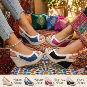 👠 LAVÉRIA™ Élance – Woven Luxe Wedge Sandals