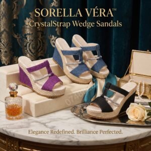 👡 SORELLA VÉRA™ – CrystalStrap Wedge Sandals
