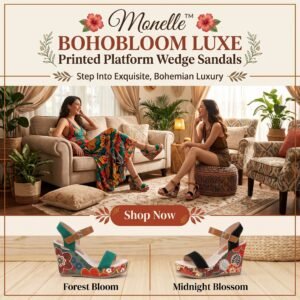 🌺 Monelle™ BohoBloom Luxe – Printed Platform Wedge Sandals